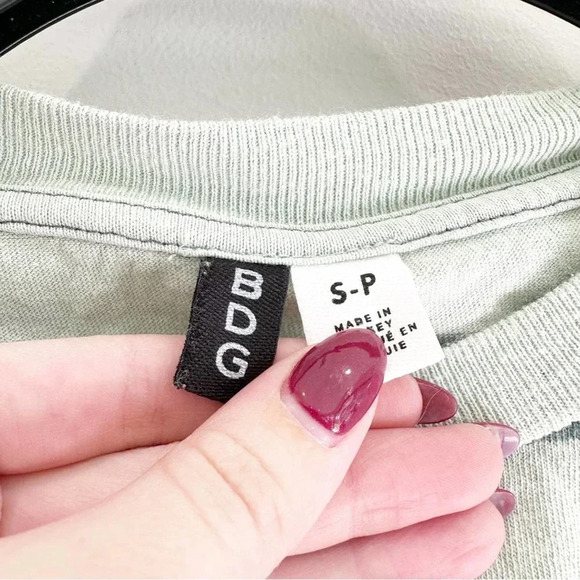 BDG Urban Outfitters Boxy Kidcore Cropped Teal Striped T-Shirt Tee Size Small - Picture 4 of 4